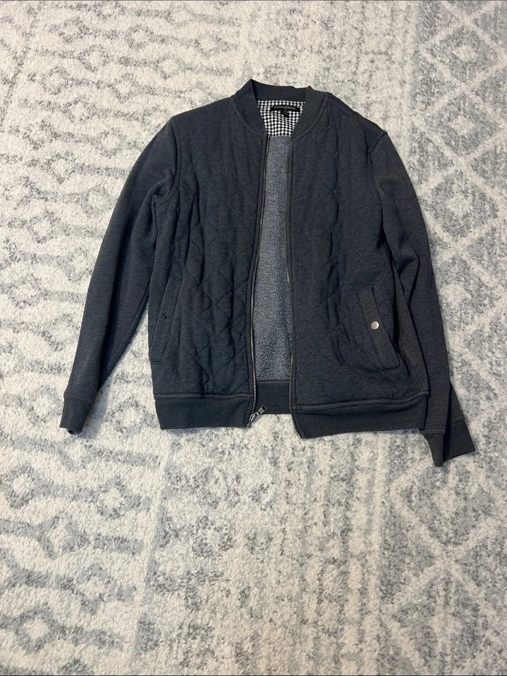 Banana Republic Quilted Bomber Jacket in Charcoal